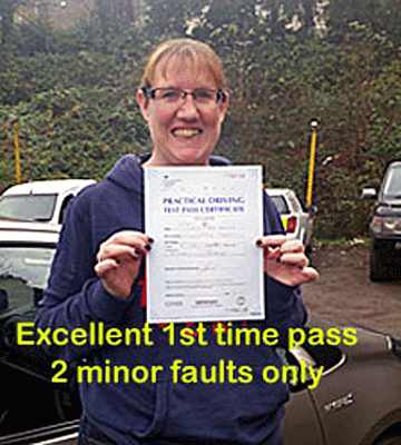 Well done Judith after a great first time test pass with inly 4 minor faults after driving lessons at
Orpington Alpha 1 Driving School