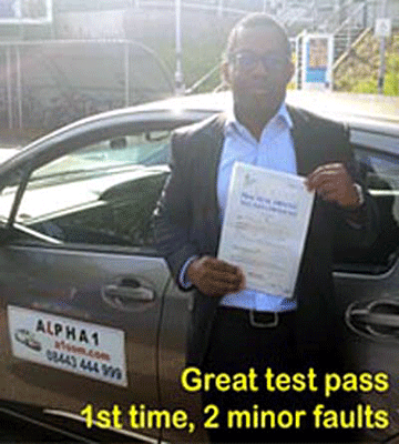 Well done Kingsley for your first time test pass with  
Orpington Alpha 1 Driving School